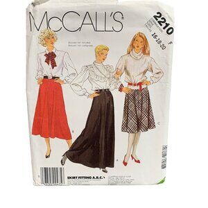 McCalls 2210 Skirt Pattern Women Sizes 16 18 20 Skirts Vintage